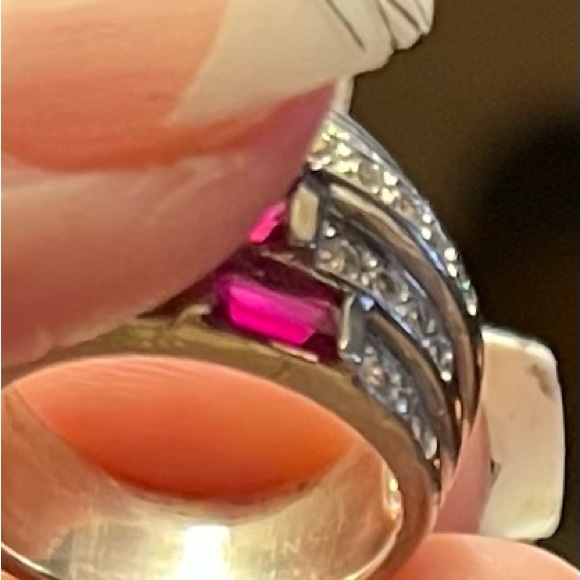 Stainless pavé rubies&diamonds size 6 - Picture 3 of 7